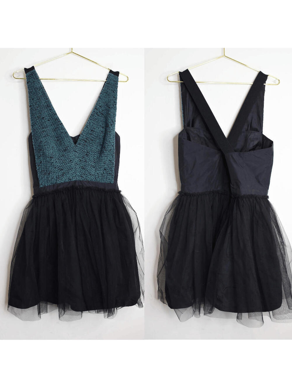 VTG BCBG Green Tweed Bodice Ballerina Tutu Mini Dress - 12